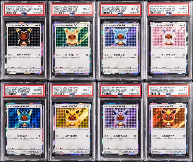 2017 Pokemon Japanese Sun & Moon Promo Eevee Mega Campaign PSA GEM MT 10 Poncho-Wearing Eevee Complete Set (8)