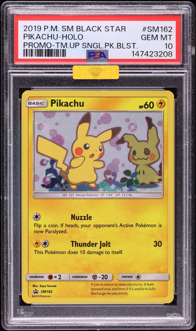 2019 Pokemon SM Promo Team Up Single Pack Blister Holo Pikachu #SM162 MBA PSA 10 GEM MINT