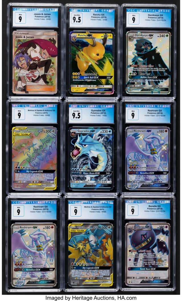 Pokémon Hidden Fates Group of 9 CGC Graded Trading...