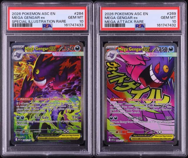Lot(2) 2026 Pokemon Mega Ascended Heroes SIR & MA Mega Gengar Ex #284-269 PSA 10 GEM ALL