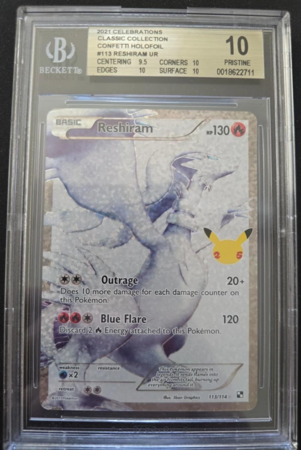 Reshiram Full Art Stamp [25th Anniversary] Textured Confetti Holo Ur