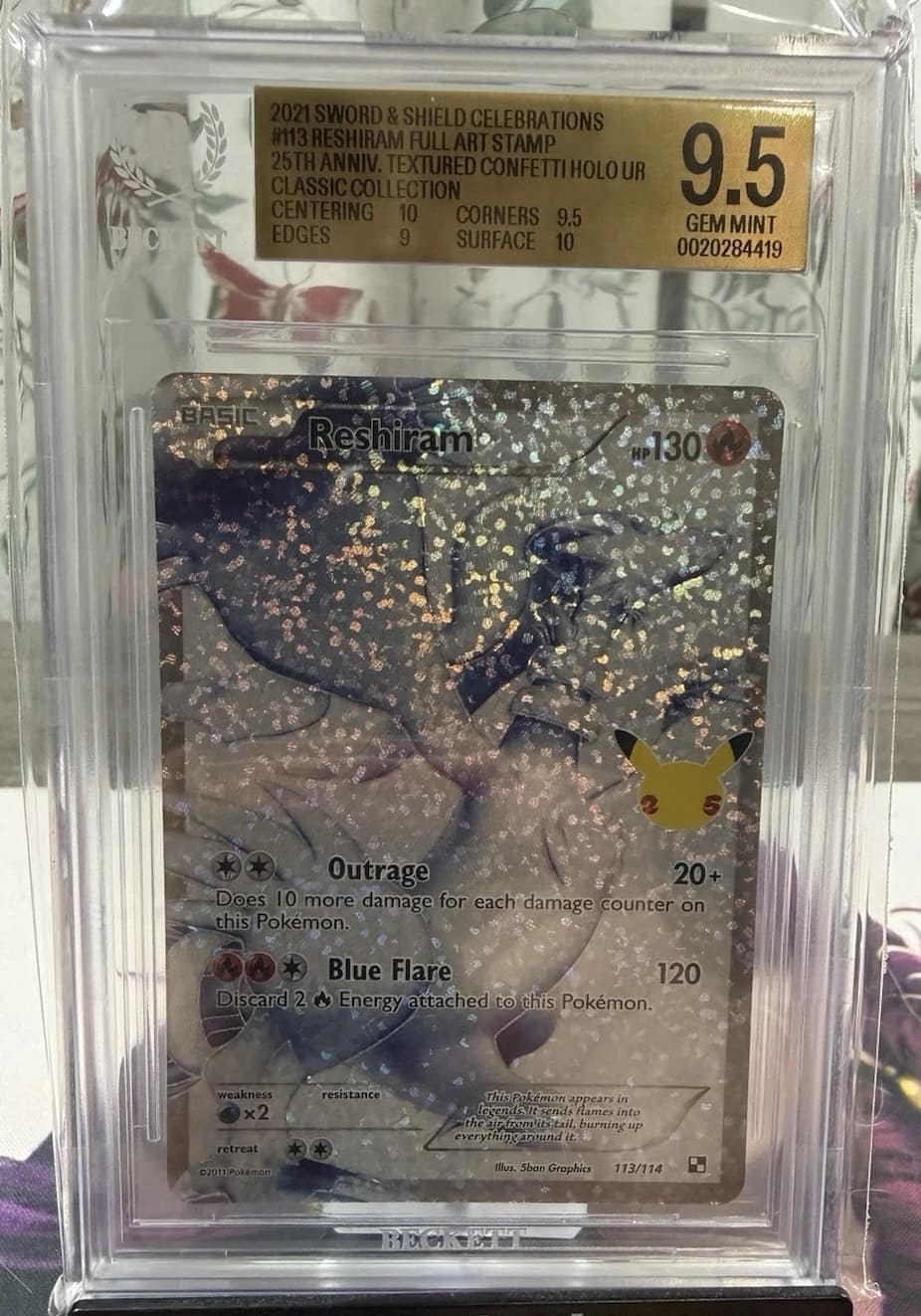 Reshiram Full Art Stamp [25th Anniversary] Textured Confetti Holo Ur