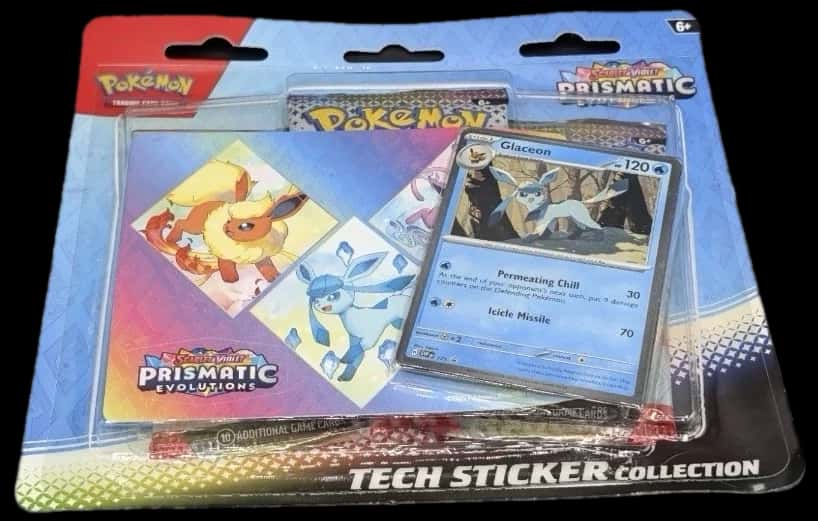 Prismatic Evolutions Tech Sticker Collection collection box