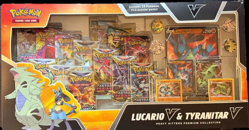 Lucario V & Tyranitar V Heavy Hitters Premium Collection collection box