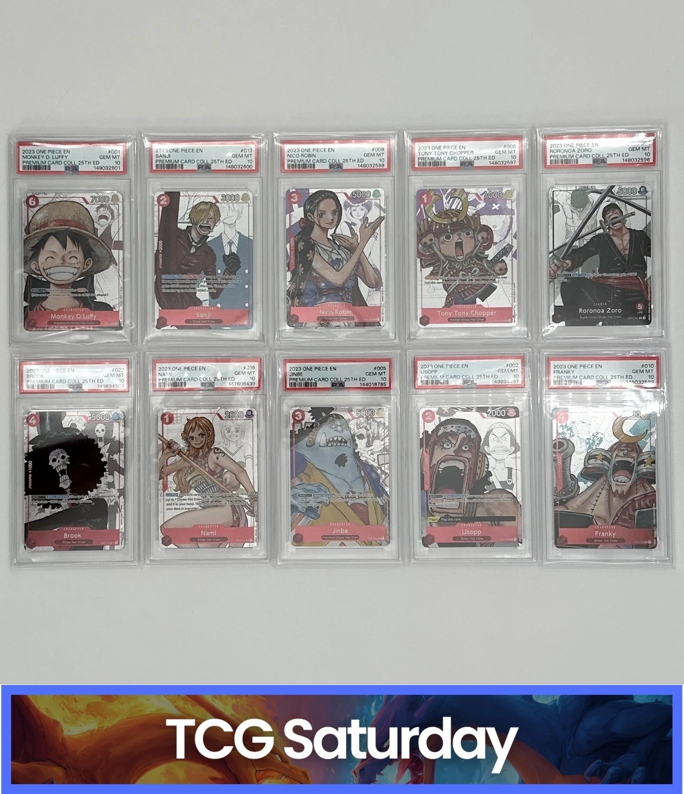 2023 ONE PIECE EN PREMIUM CARD COLLECTION 25TH ED. COMPLETE PSA 10 SET NON SEQUE