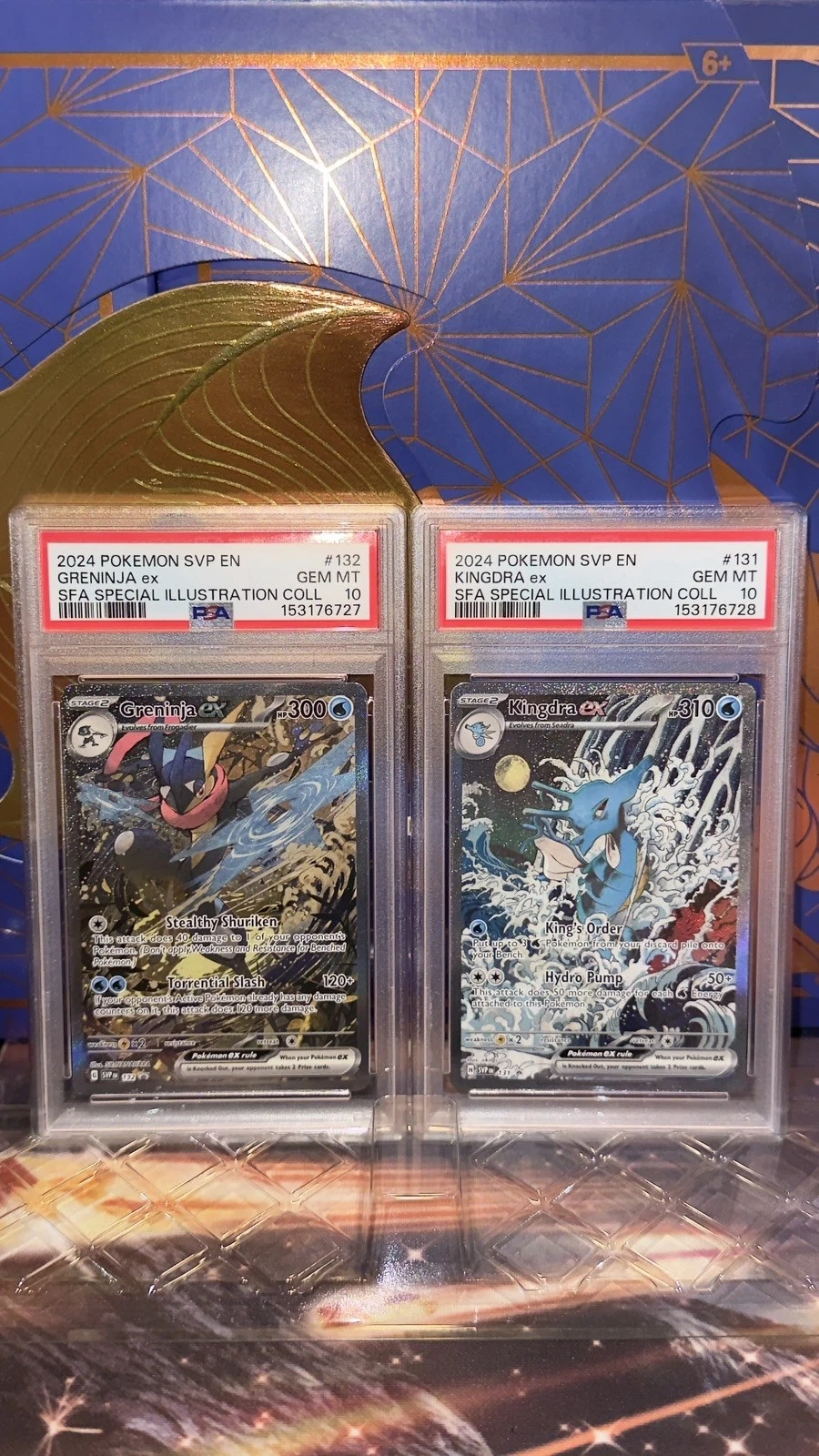 Pokémon Greninja EX 132 & Kingdra EX 131 Black Star Promo-PSA 10(Sequential Set)