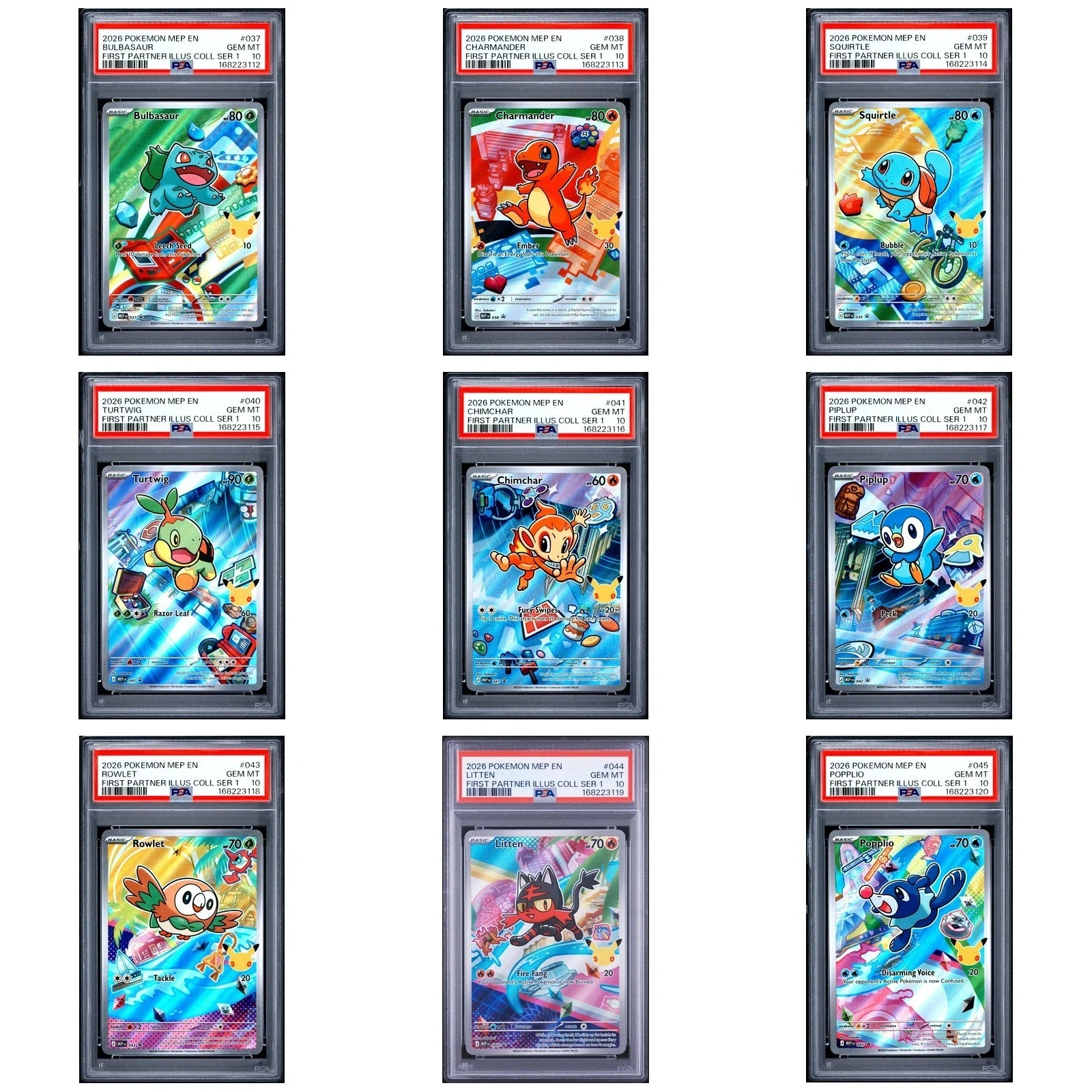PSA 10 SEQUENTIAL SET Pokemon First Partner Illustration Series 1 Collection