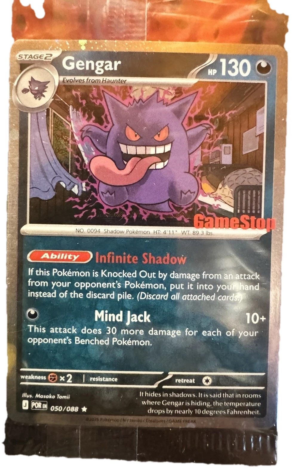 Pokemon Origins Gengar Gamestop Promo Sealed Promo Card